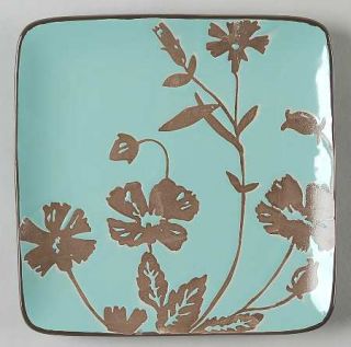 Gibson Designs Montville Salad Plate, Fine China Dinnerware   Brown/Teal,Floral,