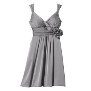 TEVOLIO Womens Satin V Neck Dress with Removable Flower   Cement   12