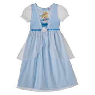 Disney Cinderella Girls Short Sleeve Nightgown   Blue M