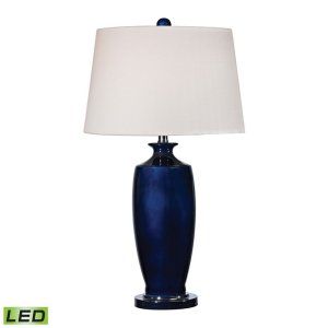 Dimond Lighting DMD D2524 LED Halisham Navy Blue Ceramic Table Lamp with White S