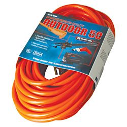 Coleman Cable Red Extension Cord (50 foot) (OrangeVoltage 125.00 VACAmps 15.00 ANumber of outlets One (1)Operating tempature  40 F [Min], 140 F [Max]Resistance Water )
