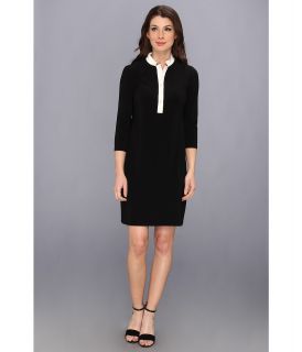 Nine West Matte Jersey 3/4 Sleeve Shift Womens Dress (Black)