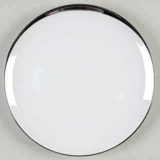 Crown Jewel Silver Moon Salad Plate, Fine China Dinnerware   White W/Plat Tr,Tri