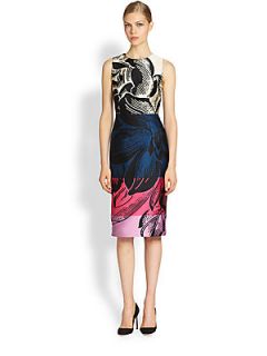 Carolina Herrera Floral Stripe Dress  