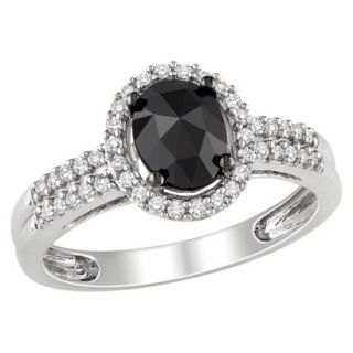 1 Carat Black and White Diamonds in 14k White Gold Cocktail Ring (Size 5)