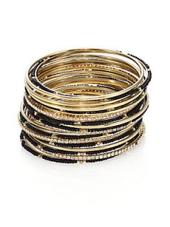 ABS by Allen Schwartz Jewelry Mixed Media Bracelet Set   Gold Black