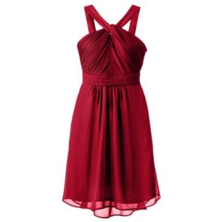 TEVOLIO Womens Halter Neck Chiffon Dress   Stoplight Red  6