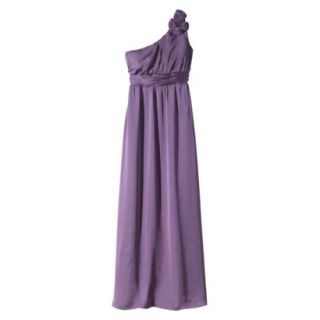 TEVOLIO Womens Satin One Shoulder Rosette Maxi Dress   Plum Spice   2