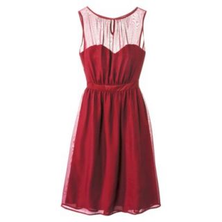 TEVOLIO Womens Chiffon Illusion Sleeveless Dress   Stoplight Red   2