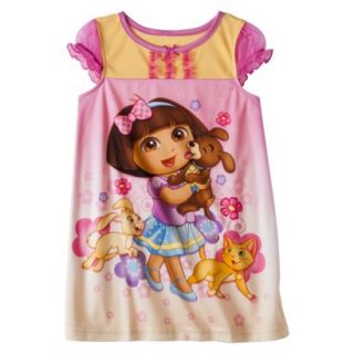 Dora the Explorer Toddler Girls Short Sleeve Nightgown   Pink 3T