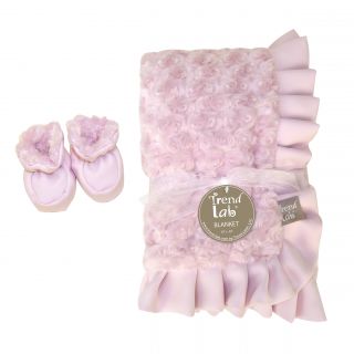 Trend Lab Pink Swirl Velour Blanket And Booties Set