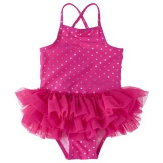 Circo Infant Toddler Girls Heart Tutu 1 Piece Swimsuit   Pink 18 M