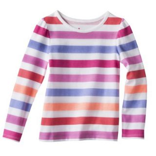 Circo Infant Toddler Girls Long sleeve Stripe Tee   White/Purple 5T