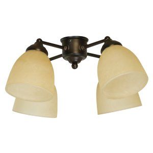 Craftmade CRA LK400CFLOB Universal 4 Light CFL kit with tea stained glass