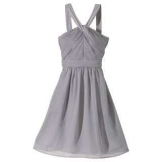 TEVOLIO Womens Plus Size Halter Neck Chiffon Dress   Cement Gray   22W