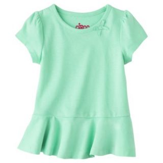 Circo Infant Toddler Girls Short Sleeve Peplum T Shirt   Green 4T