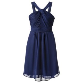 TEVOLIO Womens Halter Neck Chiffon Dress   Academy Blue   14