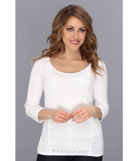 Lucky Brand Schiffli Front Raglan Top Womens Blouse (White)