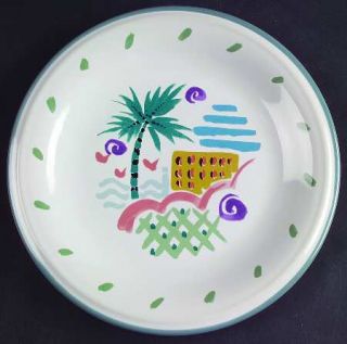Studio Nova Island Breeze Salad Plate, Fine China Dinnerware   Blue Border, Palm