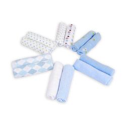 Piccolo Bambino Essential Blue Washcloths (pack Of 12)