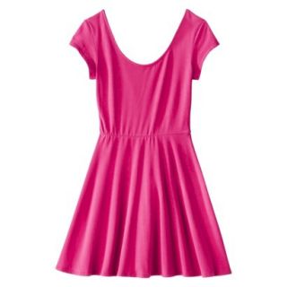 Mossimo Supply Co. Juniors Short Sleeve Fit & Flare Dress   Vivid Pink S(3 5)