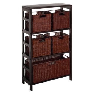 Book case 5 Piece Wire Baskets with Wide Shelf   Dark Brown (Espresso)