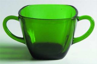 Anchor Hocking Charm Forest Green Open Sugar   Fire King,Green,Square,1940 60S