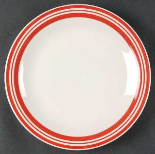 Philippe Richard Diner Story Red Dinner Plate, Fine China Dinnerware   Red Bands
