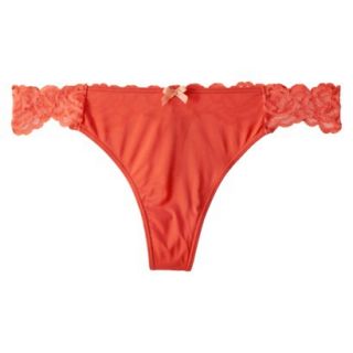 Gilligan & OMalley Womens Micro With Lace Back Thong   Melon L