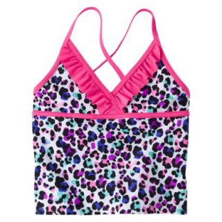 Xhilaration Girls Leopard Print Tankini Swimsuit Top   White XL
