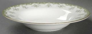 Royal Doulton Ashmont Rim Soup Bowl, Fine China Dinnerware   Green Edge,White An
