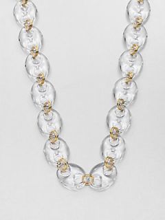 Kenneth Jay Lane Resin Link Necklace   Clear Gold