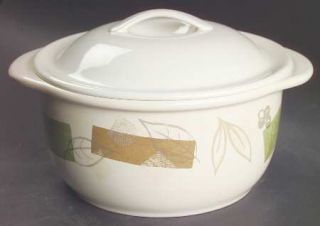 Corning Textured Leaves 1.50 Qt Round Covered Casserole, Fine China Dinnerware  