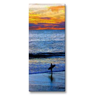 Jerome Stumphauzer Sunset Surfing Metal Wall Hanging (MediumSubject Sea and ShoreOuter dimensions 23.5 inches tall x 16 inches wide )