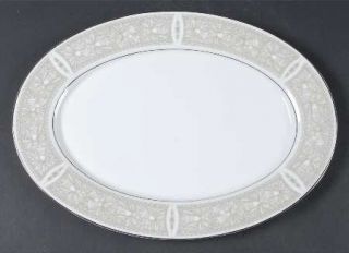 Mikasa Chapel 14 Oval Serving Platter, Fine China Dinnerware   Green Border W/