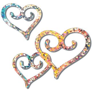 Holographic Cutout Confetti 4 and 2 48/pkg silver Double Heart