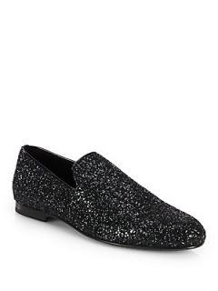 Jimmy Choo Sloane Glitter Slippers   Black  Jimmy Choo Shoes