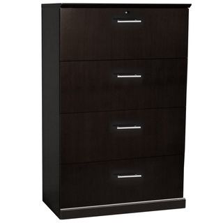 Freestanding 4 drawer Lateral File (EspressoDimensions 52 inches high x 36 inches wide x 18 inches deepNumber of drawers/compartments Four (4)Does it lock YesNumber of boxes this will ship in One (1)Assembly required No, customer must attach handles 