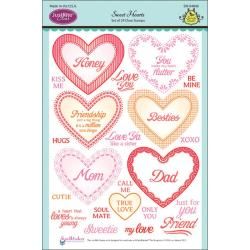 Justrite Papercraft Clear Stamp Set 6 X8  Sweet Hearts 29pcs