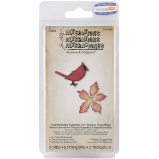 Sizzix Movers and Shapers Magnetic Dies By Tim Holtz 2/pkg mini Cardinal and Poinsettia (2x1 7/8x1/2 to 2 3/8x1 1/2x1/2 inch. Design Mini Cardinal & Poinsettia (1 1/2x1 1/4 to 1 1/2x1 1/2 inche). Designer Tim Holtz. Imported. )