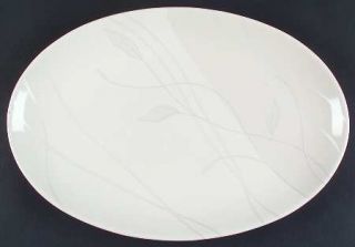 Pfaltzgraff Linea 16 Oval Serving Platter, Fine China Dinnerware   Gray On Whit