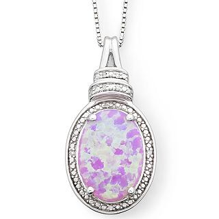 ONLINE ONLY   Lab Created Pink Opal & Diamond Accent Pendant, Pink, Womens