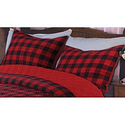 Western Plaid Red/ Black Quilted Standard size Shams (set Of 2)