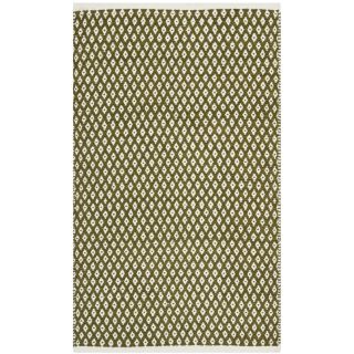 Hand loomed Moroccan Olive Cotton Rug (8 X 10)