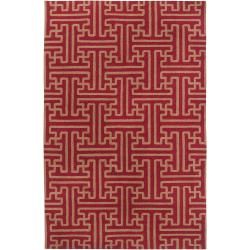 Hand woven Red Alba Wool Rug (36 X 56)