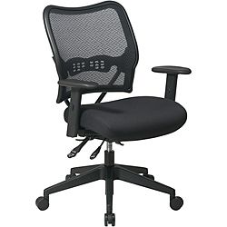 13 Series Black Ergonomic Chair (BlackMaterials Mesh, foam, metal, nylonBreathable dark air grid back with built in lumbar Thick padded mesh seatPneumatic seat height adjustmentDual function control with seat sliderHeight and width adjustment arms with P