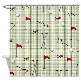  Hole in One Golf Equipment on Plaid Shower Curtain  Use code FREECART at Checkout