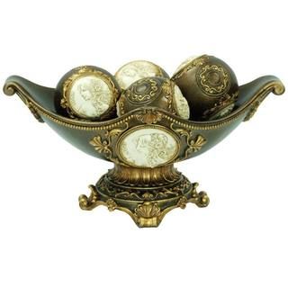 Handcrafted Bronze 8 inch High Decorative Bowl With Decorative Spheres