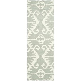 Safavieh Hand made Wyndham Grey/ Ivory Wool Rug (23 X 7)