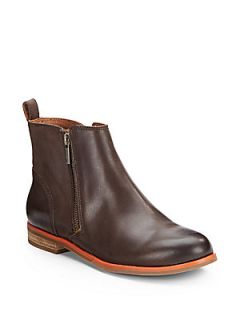 Dalia Side Zip Leather Ankle Boots   Tobacco
